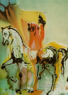 horse cats Painting - The Christian Knight s Horses Surrealist